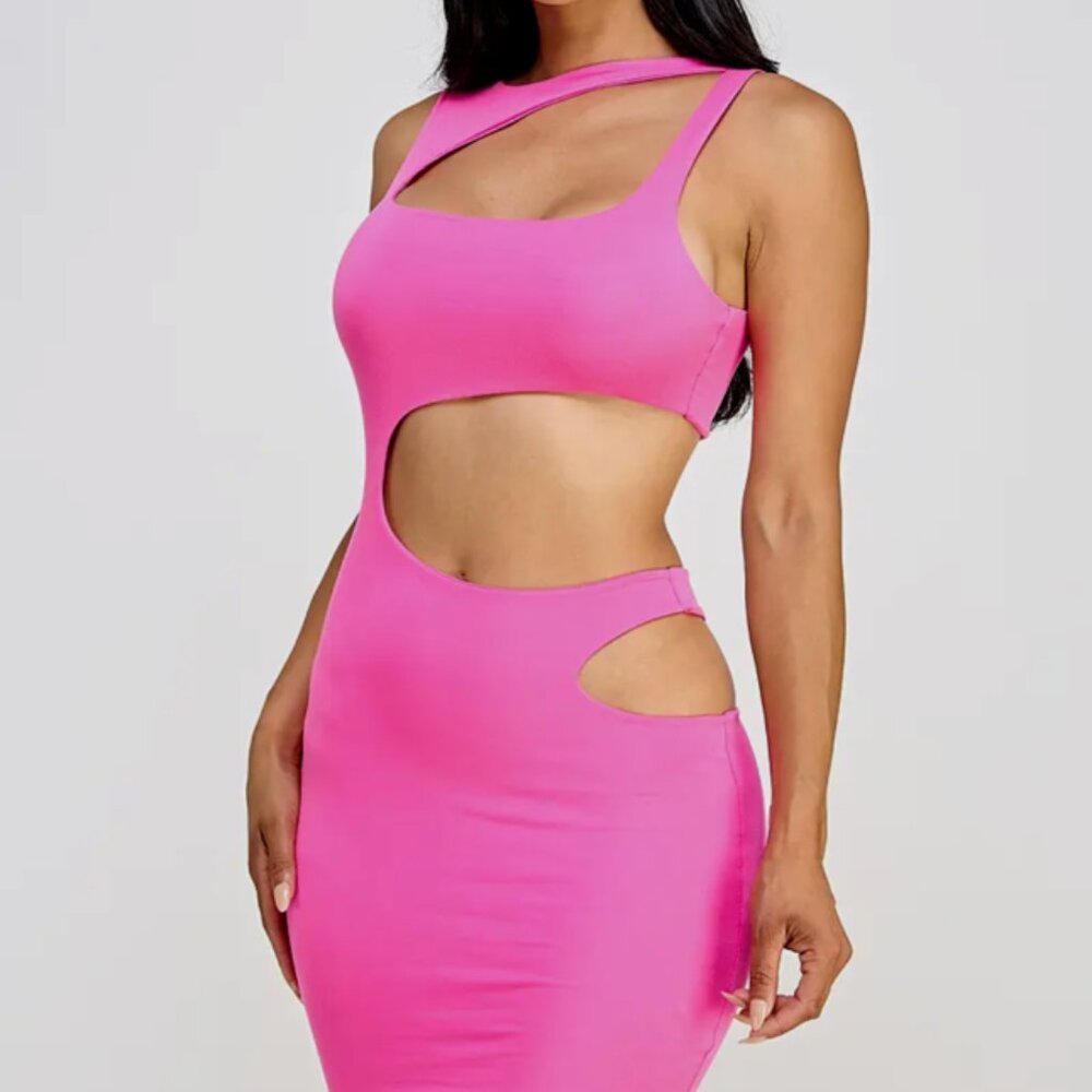 Hot Pink Bodycon Cut-Out Mini Dress